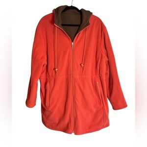 Junonia Reversible Orange & Brown Zip Up Hoodie With Toggle Cinch Waist. Size 2X